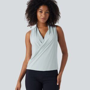 NEW Halara large blue blush crossover v-neck sleeveless cool touch tank UPF50+